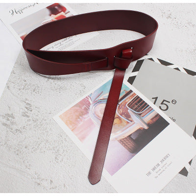 Women's Fashion Leather Decoration Wide Belt